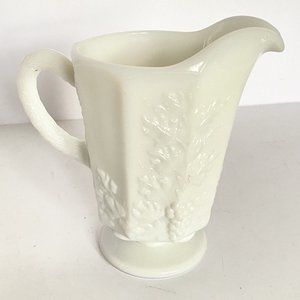 Vintage WESTMORELAND Paneled Grapes Vine White Milk Glass Creamer Pitcher MINT
